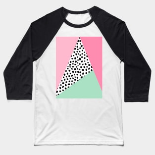 Colour Block, Geometric, Polka Dot, Pink and Green Baseball T-Shirt